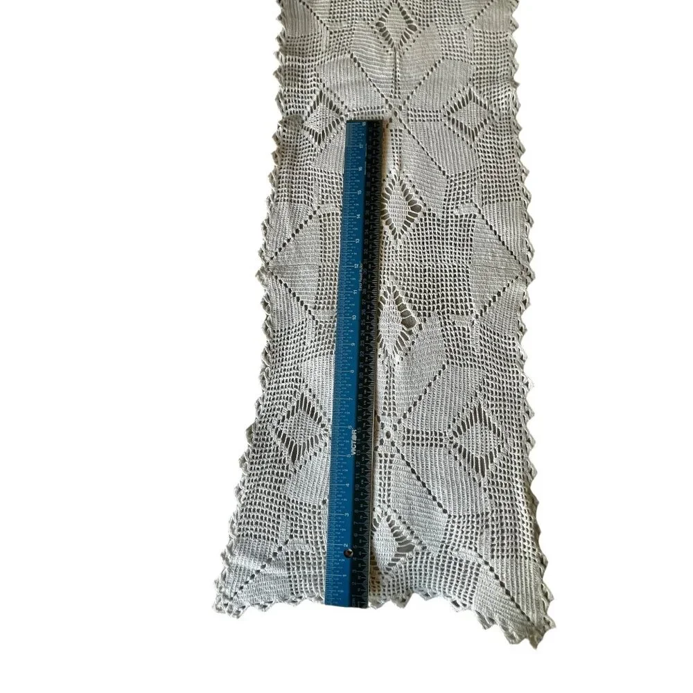 Hand Crocheted White Cotton Table Runner 80
